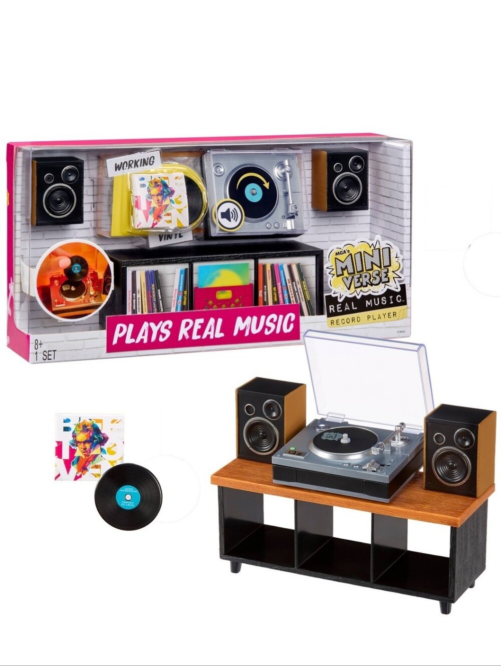 MGA's Miniverse Real Music Record Player Mini Collectibles Mini Playable Record